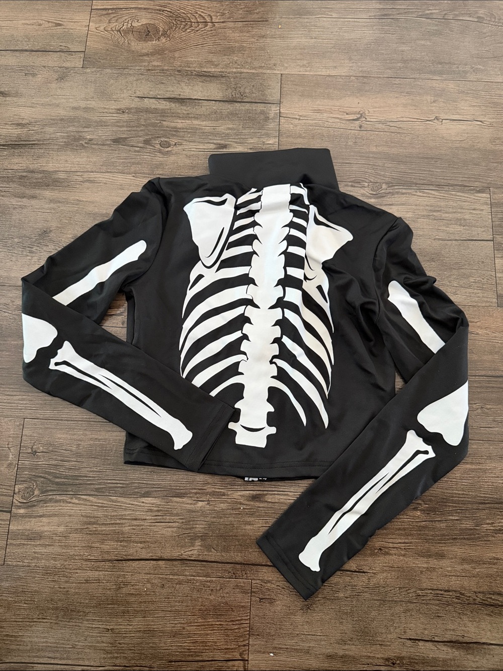 Kids Small Black Skeleton Costume Jacket with White Bone Print